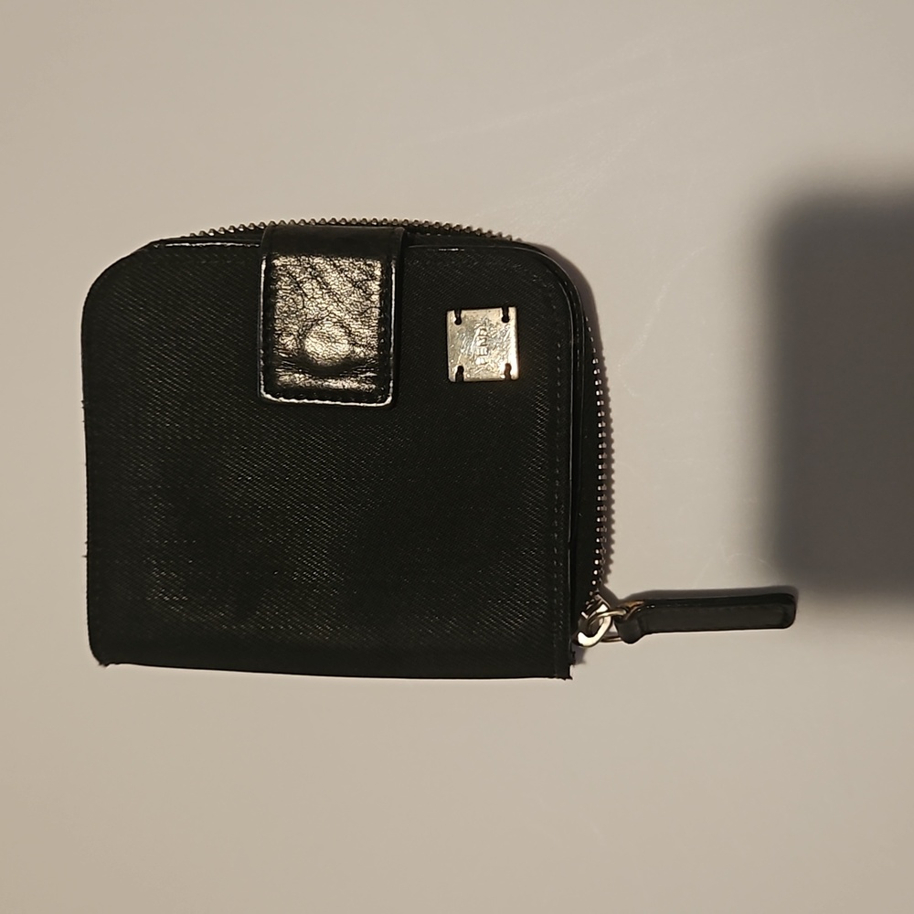 Fendi black canvas zipper wallet